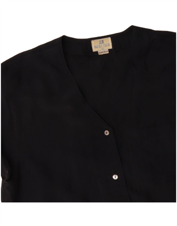 Женская блузка-рубашка с коротким рукавом BLUE CLUB IT 42, средний черный шелк