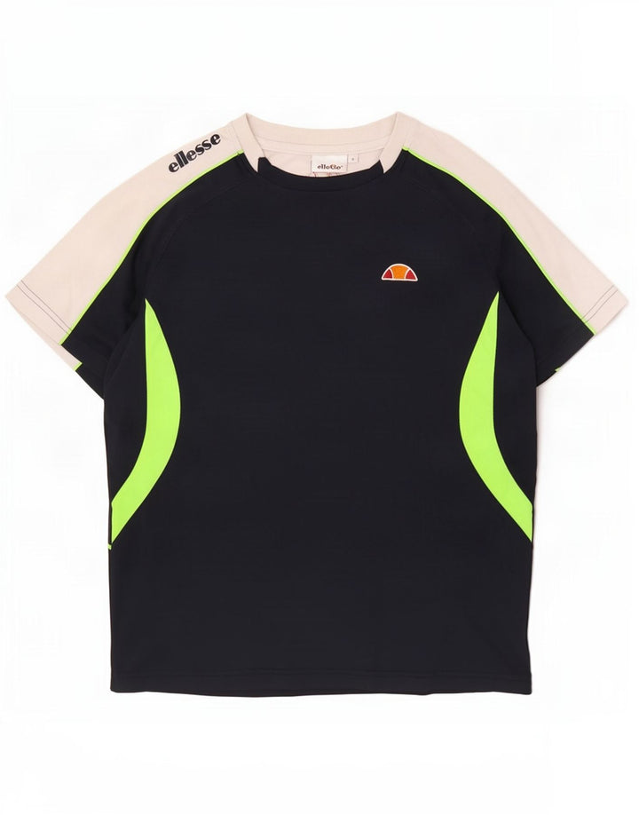 Мужская футболка Ellesse с рисунком, маленькая, темно-синяя, полиэстер с цветными блоками