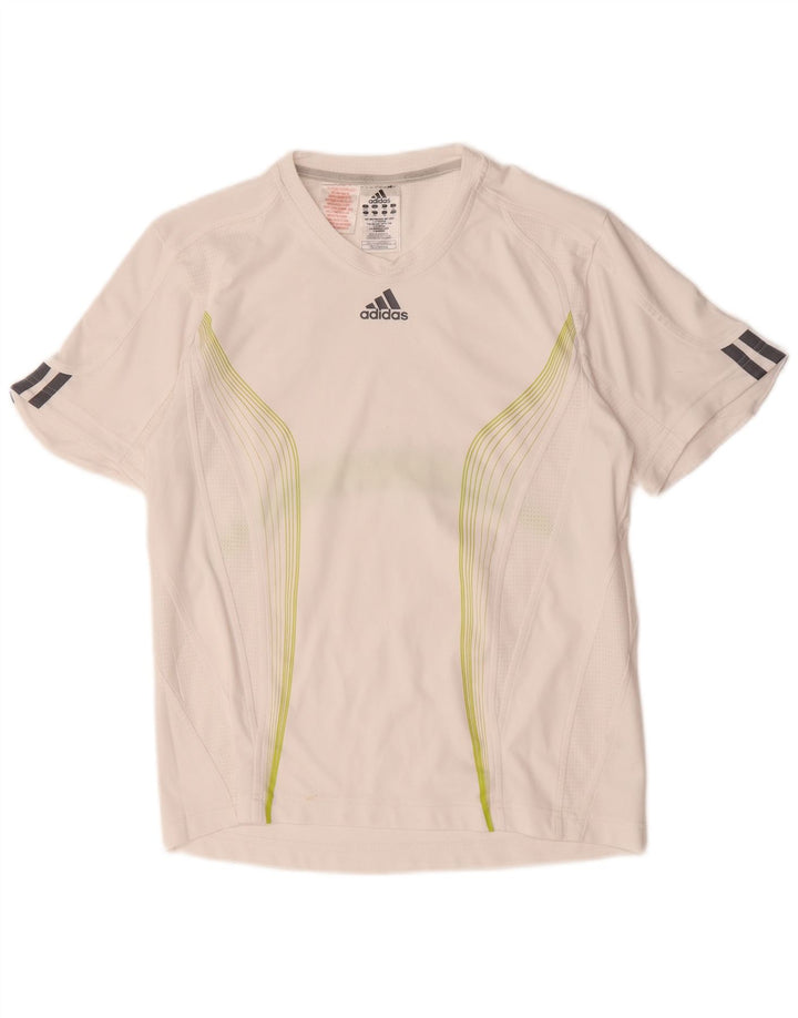 Футболка Adidas Climacool для мальчиков, топ 13–14 лет, белый полиэстер с цветными блоками