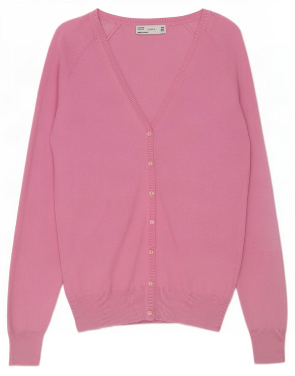 Женский кардиган Zara UK 12, хлопок среднего розового цвета