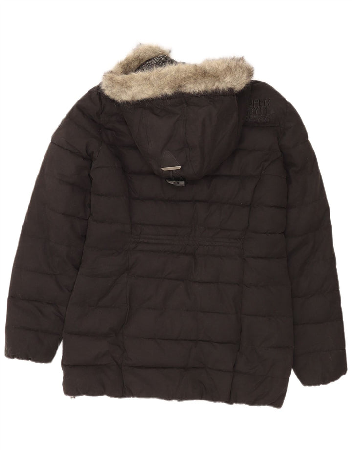 Женская утепленная куртка с капюшоном Superdry UK 14, большой черный полиэстер