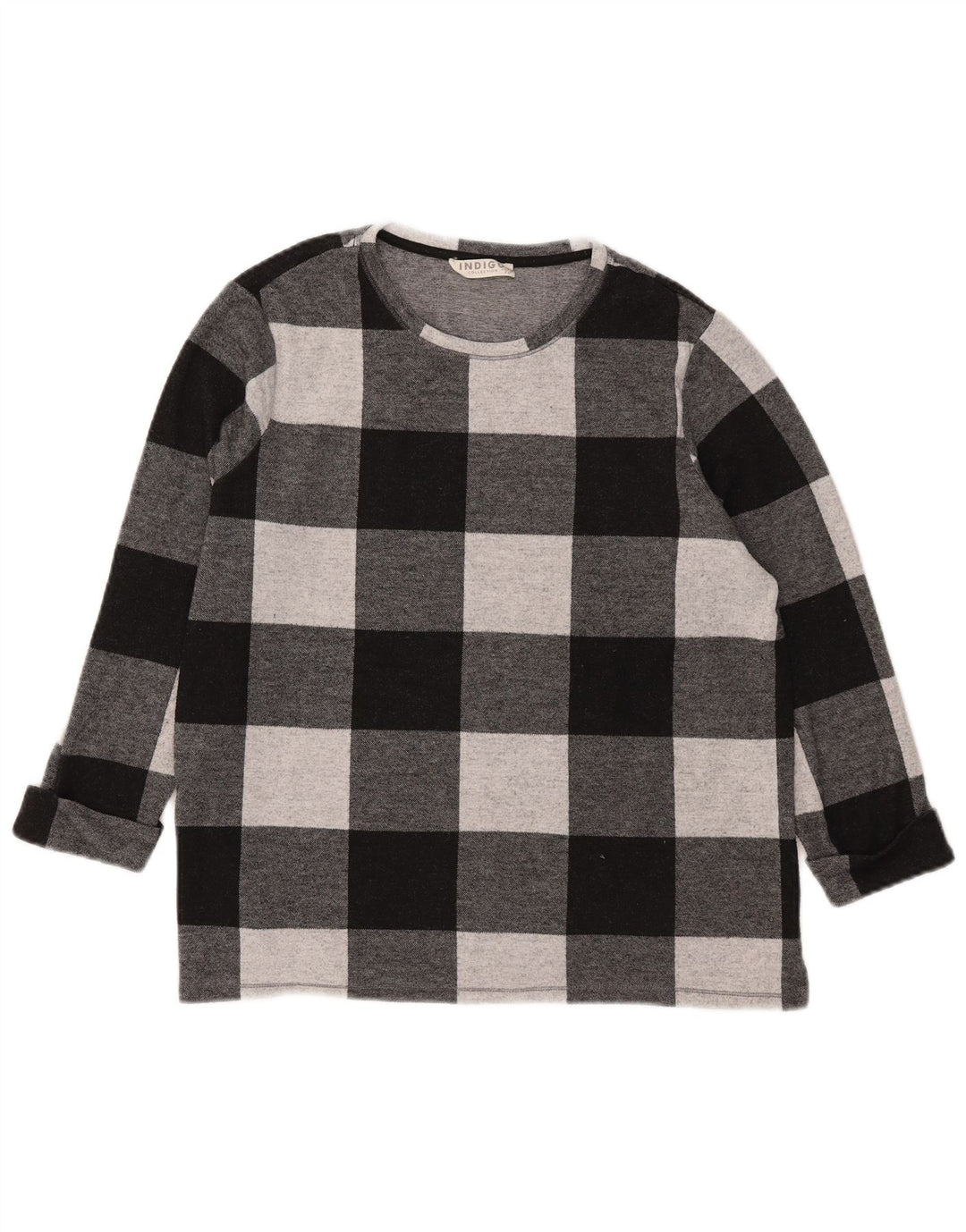 Женский топ Mark & Spencer с рукавом 3/4, Великобритания, 18 XL, черный полиэстер в мелкую клетку