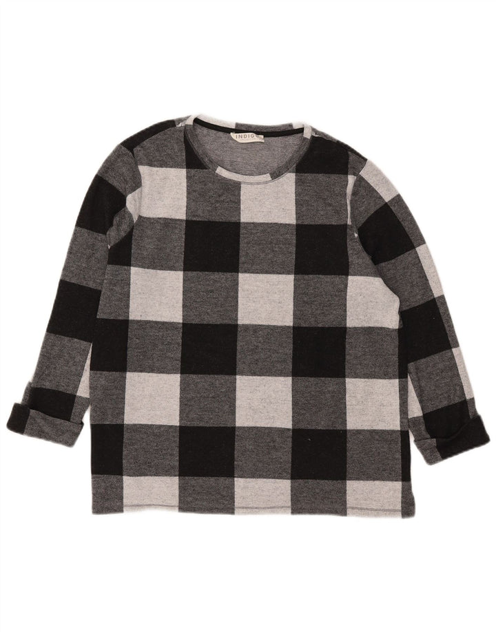 Женский топ Mark & Spencer с рукавом 3/4, Великобритания, 18 XL, черный полиэстер в мелкую клетку