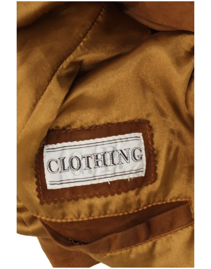 Винтажный мужской замшевый пиджак на 3 пуговицах IT 48, средний коричневый кожаный пиджак