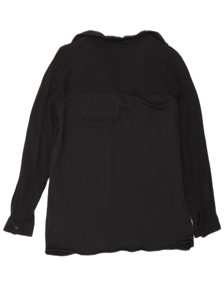 Женская блузка с длинным рукавом Massimo Dutti UK 10, маленькая, черная, вискоза