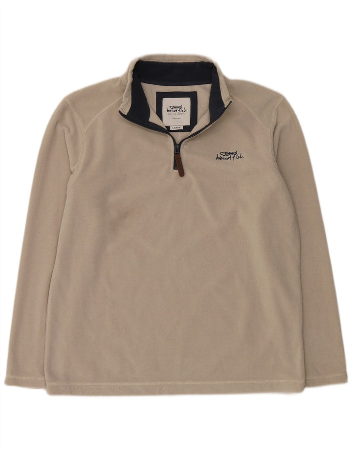 Мужской флисовый джемпер с воротником на молнии Weird Fish, большой размер, белый полиэстер