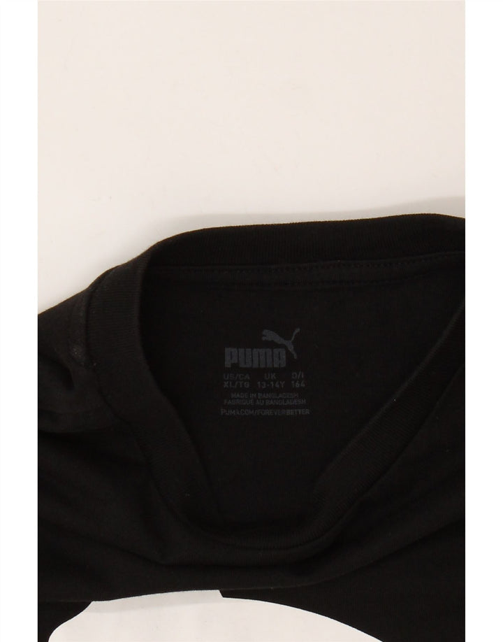 Футболка с рисунком Puma для девочек, топ 13-14 лет, черная