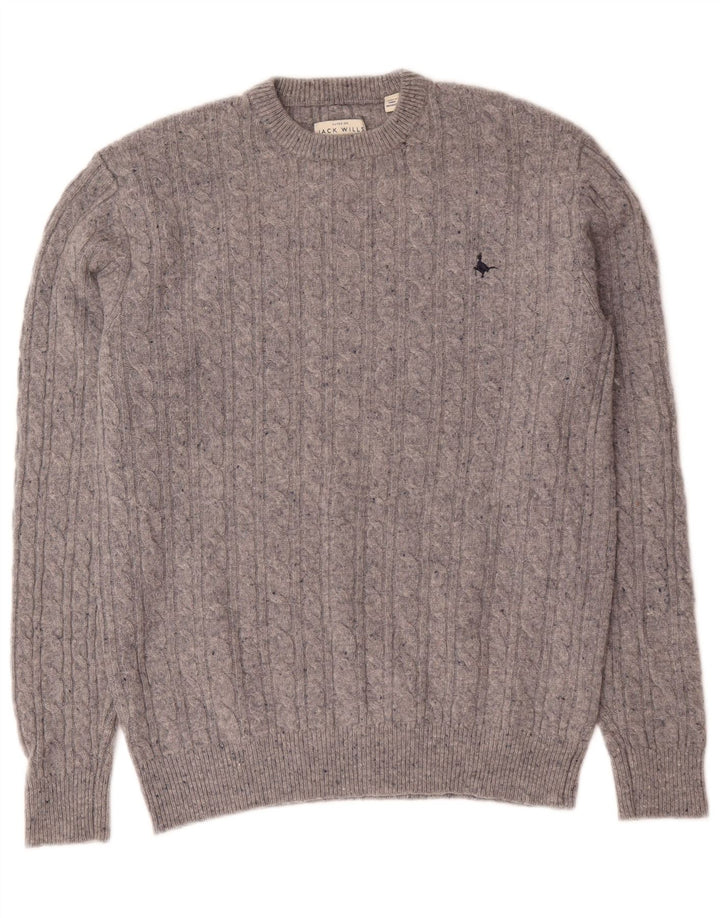 Мужской джемпер с круглым вырезом Jack Wills, маленький серый свитер из мериносовой шерсти