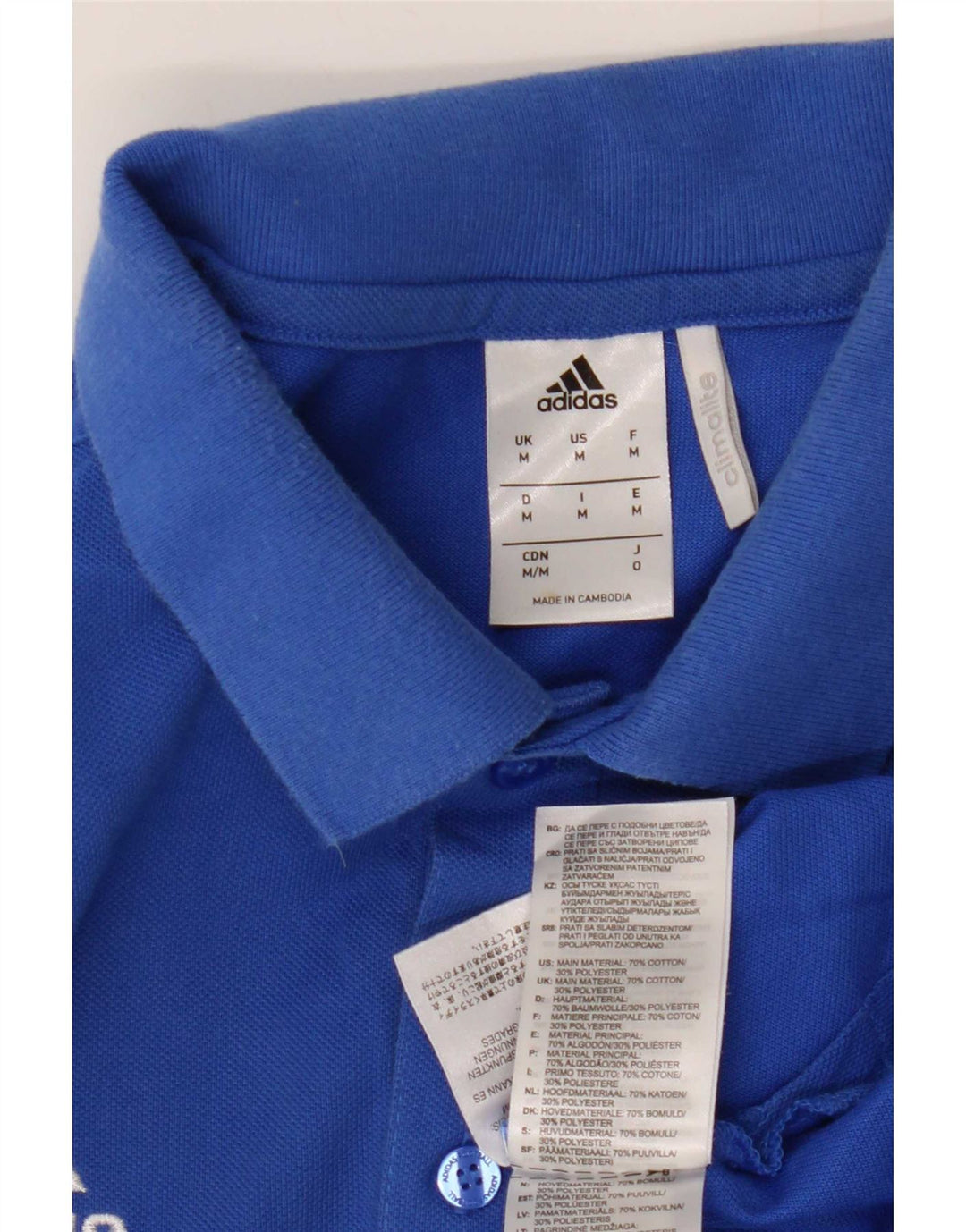 Мужская рубашка-поло Adidas Climalite, хлопок среднего синего цвета