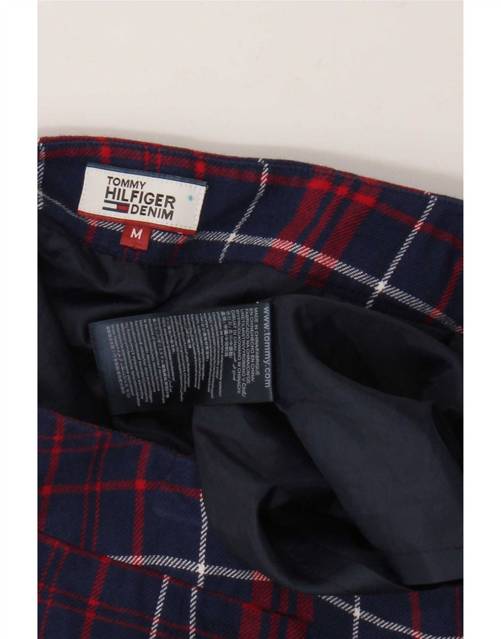 Tommy Hilfiger Женская мини-юбка среднего размера W28 Темно-синяя клетчатая хлопковая ткань