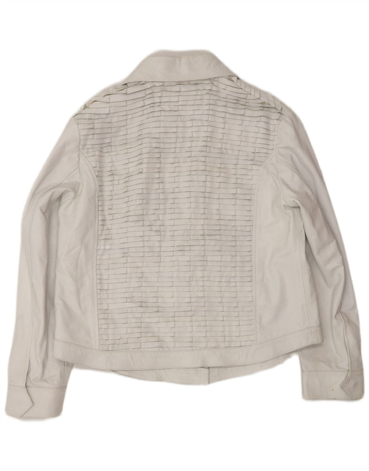 Винтажная женская кожаная куртка-бомбер UK 16, большая серая кожаная