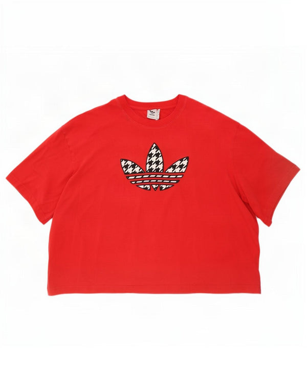 Женская укороченная футболка оверсайз с рисунком Adidas, Великобритания, 28/30, 3XL, красный хлопок