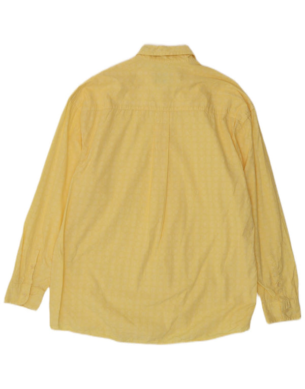 Винтажная мужская рубашка, размер 43/44 XL, желтая хлопковая рубашка с геометрическим рисунком