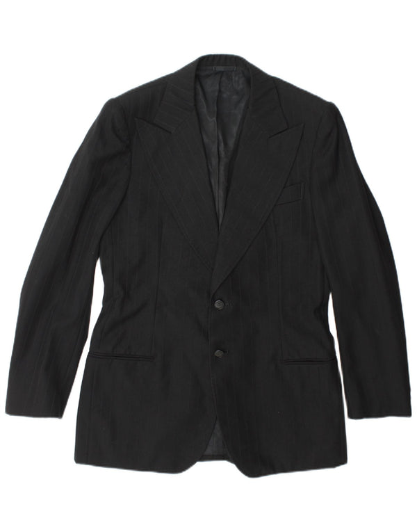 Vintage Mens 2 Button Blazer Jacket UK 36 Small Black Striped