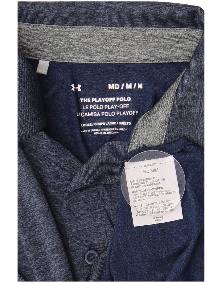 Мужская рубашка-поло Under Armour среднего размера, темно-синяя, полиэстер с крапинками