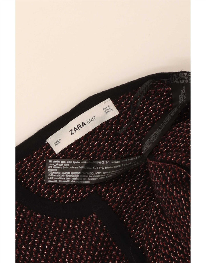 Женский удлиненный открытый кардиган Zara UK 14, средний красный с геометрическим узором