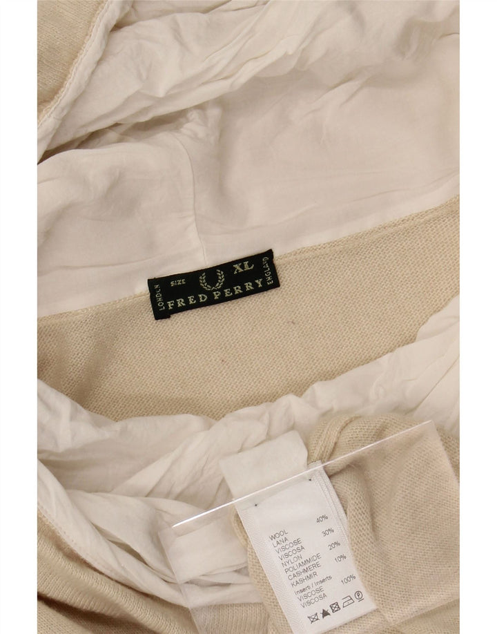 FRED PERRY Womens Roll Neck Jumper Sweater UK 18 XL Beige Wool Vintage Fred Perry and Second-Hand Fred Perry from Messina Hembry 