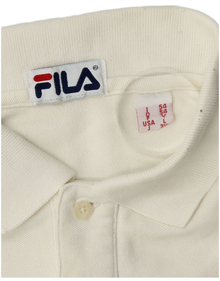 FILA Mens Polo Shirt IT 54 Large Off White Cotton