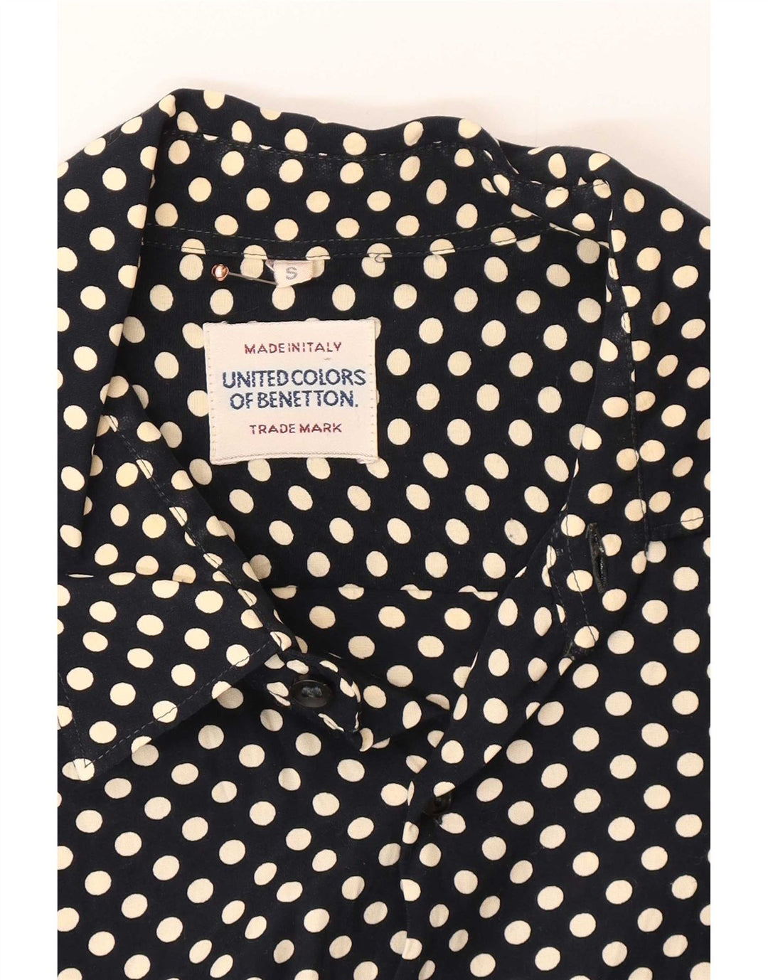 Мужская рубашка Benetton, маленькая, темно-синяя в горошек