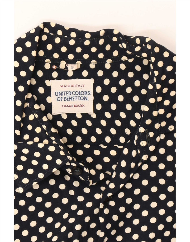 Мужская рубашка Benetton, маленькая, темно-синяя в горошек