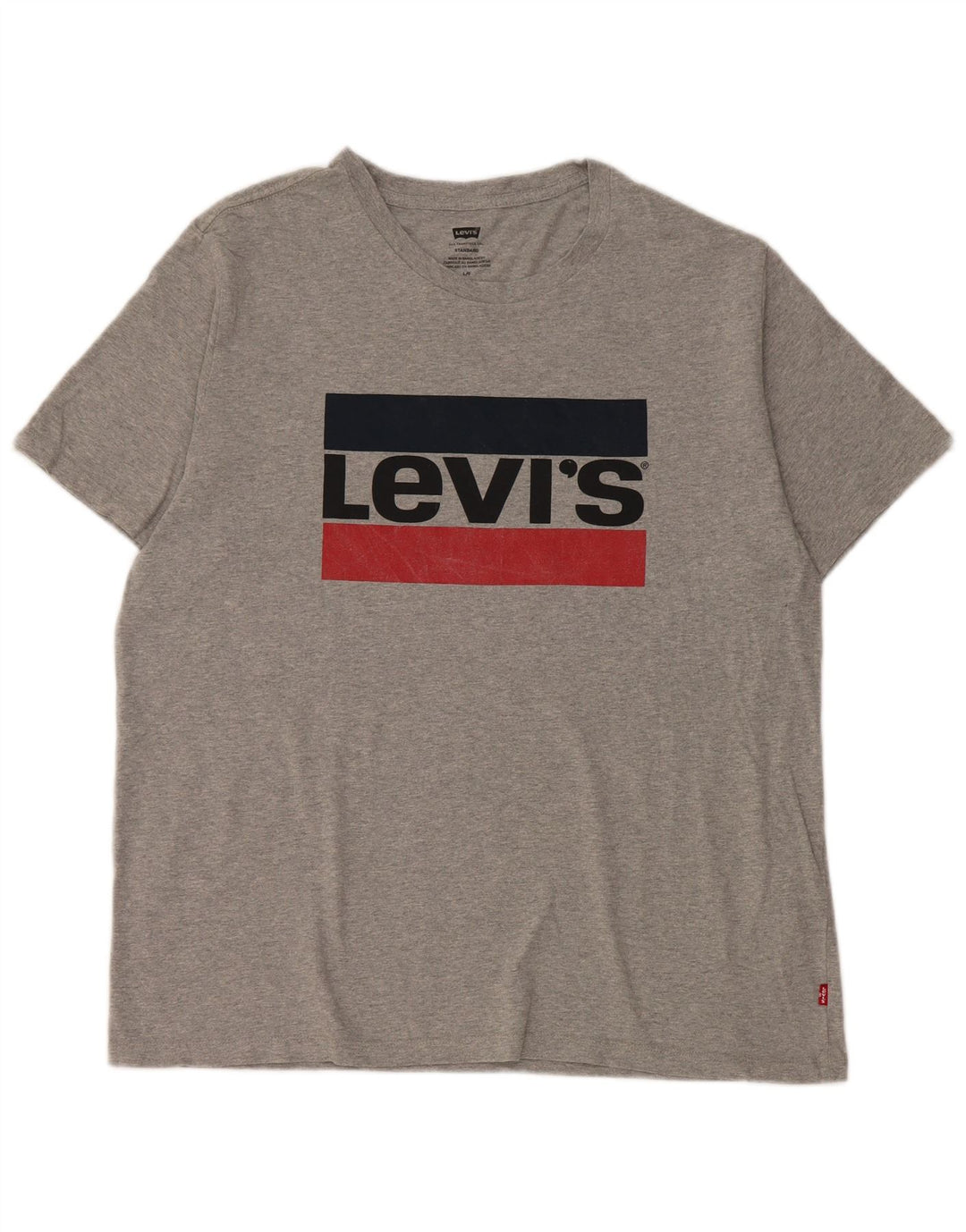 Мужская футболка стандартного размера с рисунком Levi's, большой серый хлопок с крапинками