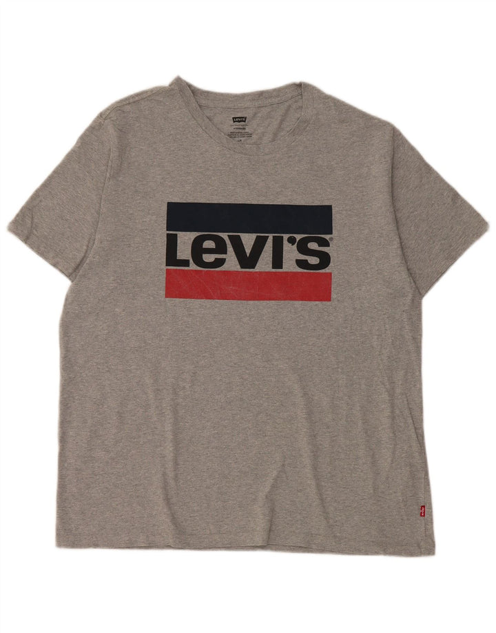 Мужская футболка стандартного размера с рисунком Levi's, большой серый хлопок с крапинками