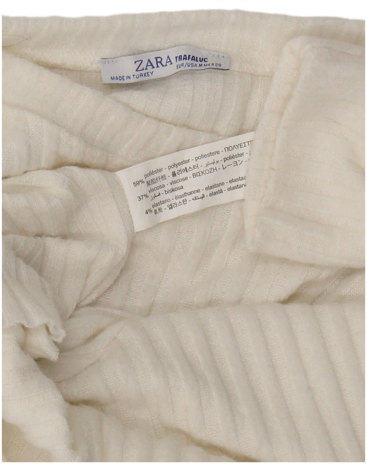 Женский укороченный джемпер с вырезом лодочкой Zara UK 14, средний белый полиэстер