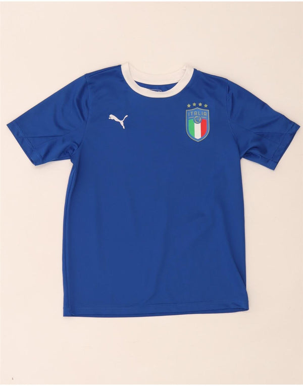 Футболка Puma Boys Italia, топ 11–12 лет, синяя с цветными блоками