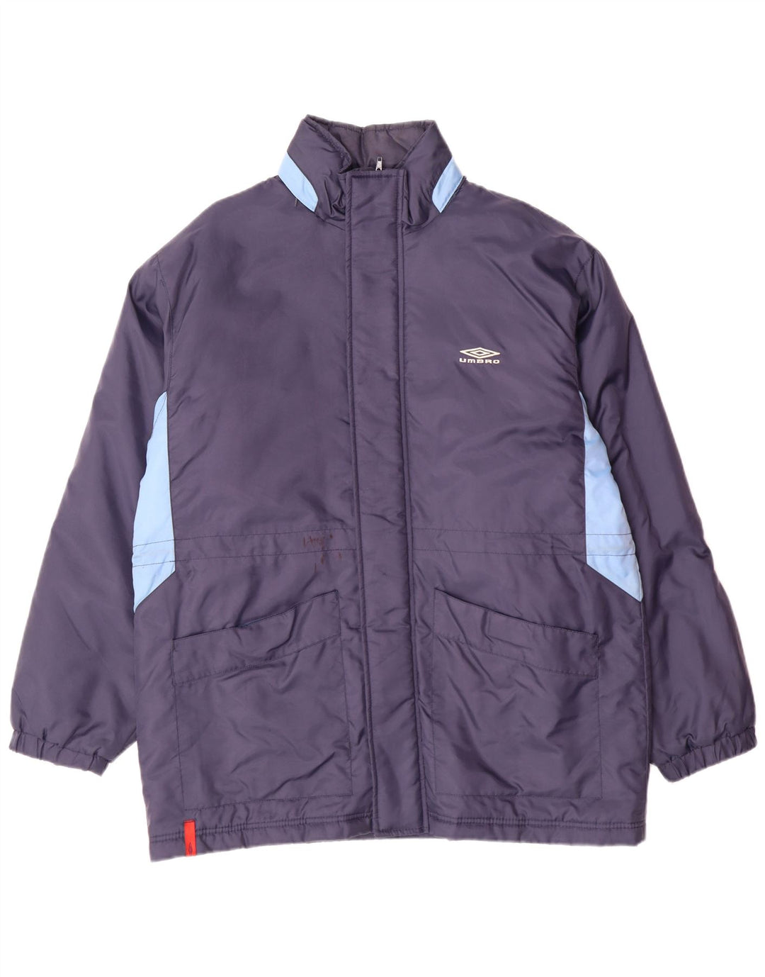 UMBRO Мужское стеганое пальто с капюшоном UK 38, средний темно-синий, нейлон с цветными блоками