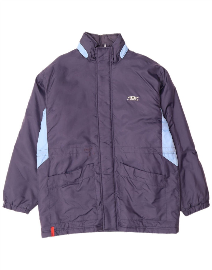 UMBRO Мужское стеганое пальто с капюшоном UK 38, средний темно-синий, нейлон с цветными блоками