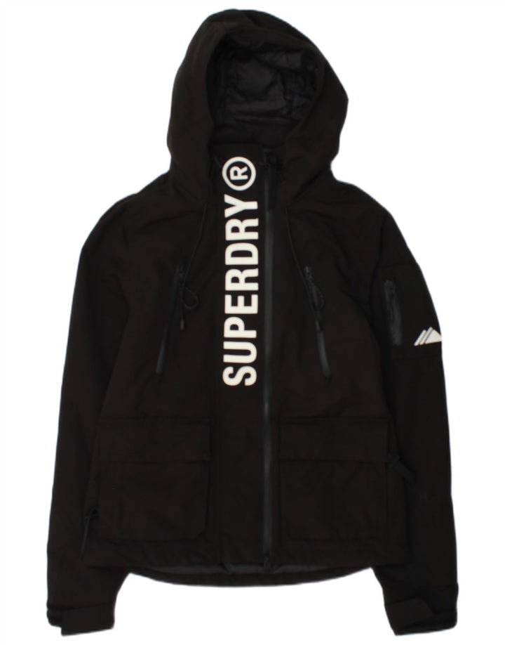 Женская ветровка с капюшоном Superdry UK 10, маленькая черная полиэстер
