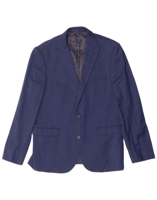 Мужской приталенный пиджак DKNY на 2 пуговицах IT 52 XL, темно-синий, шерсть