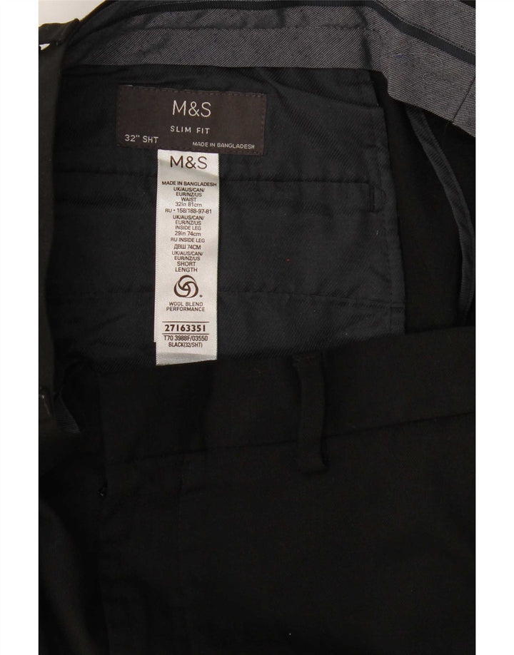 Мужские брюки узкого кроя Marks & Spencer W32 L29, черные шерстяные