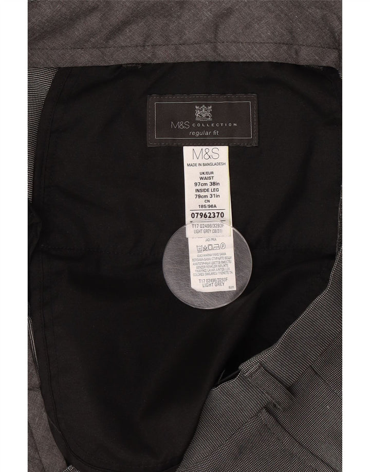 Мужские костюмные брюки классического кроя Marks & Spencer W38 L31 серые из полиэстера