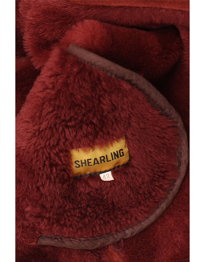 Винтажная женская короткая дубленка IT 42 Medium Burgundy Shearling