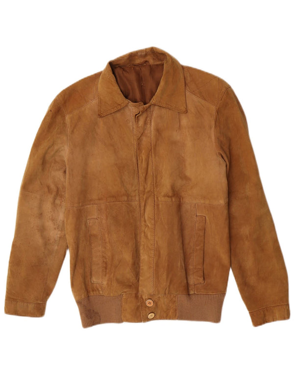 Винтажная мужская замшевая куртка-бомбер IT 44 XS Коричневый