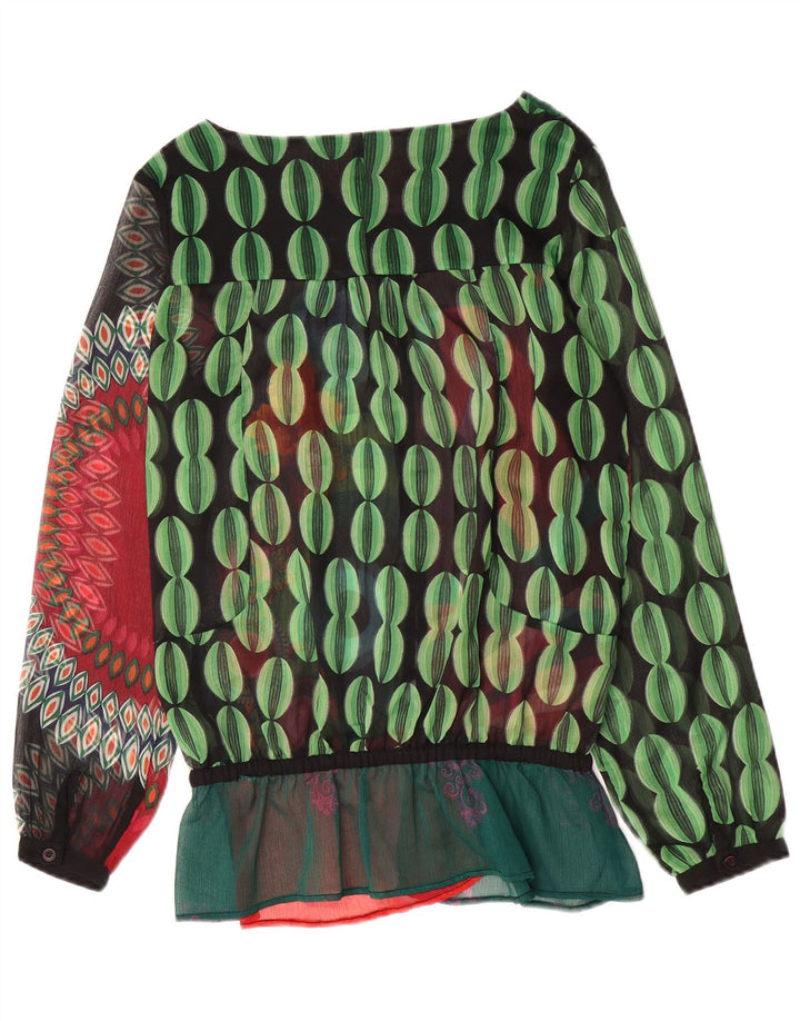 Женская блузка-рубашка оверсайз Desigual UK 10, маленькая, разноцветная с цветочным принтом
