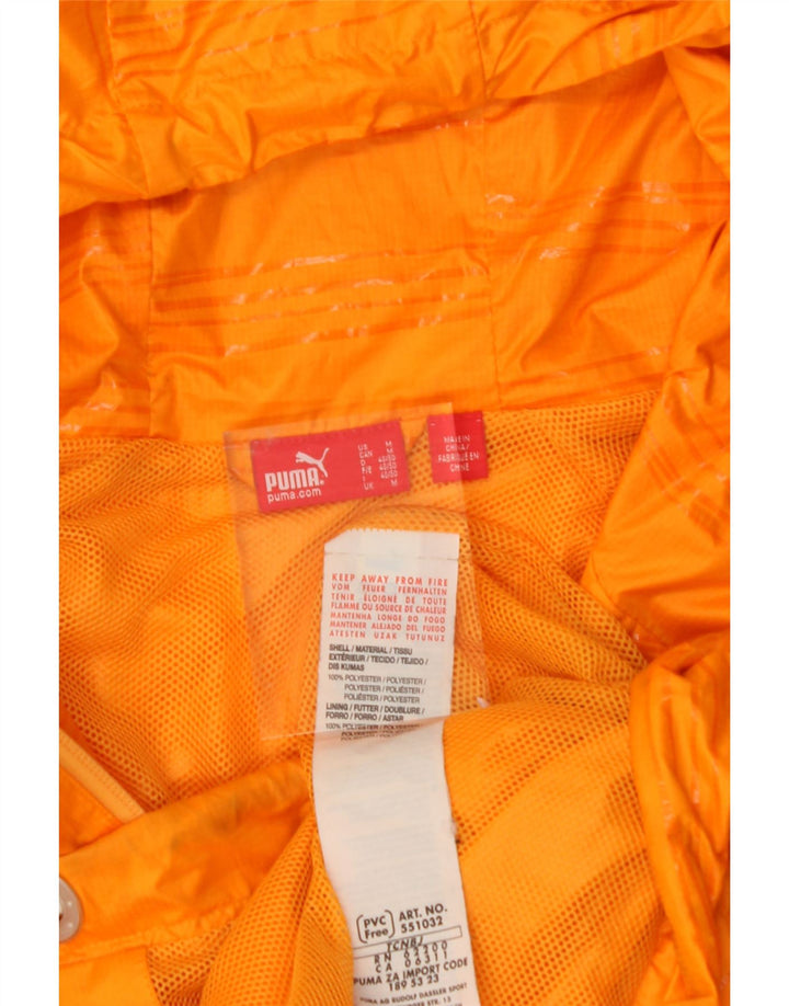 PUMA Mens Hooded Rain Jacket UK 38 Medium Orange Striped Polyester Vintage Puma and Second-Hand Puma from Messina Hembry 