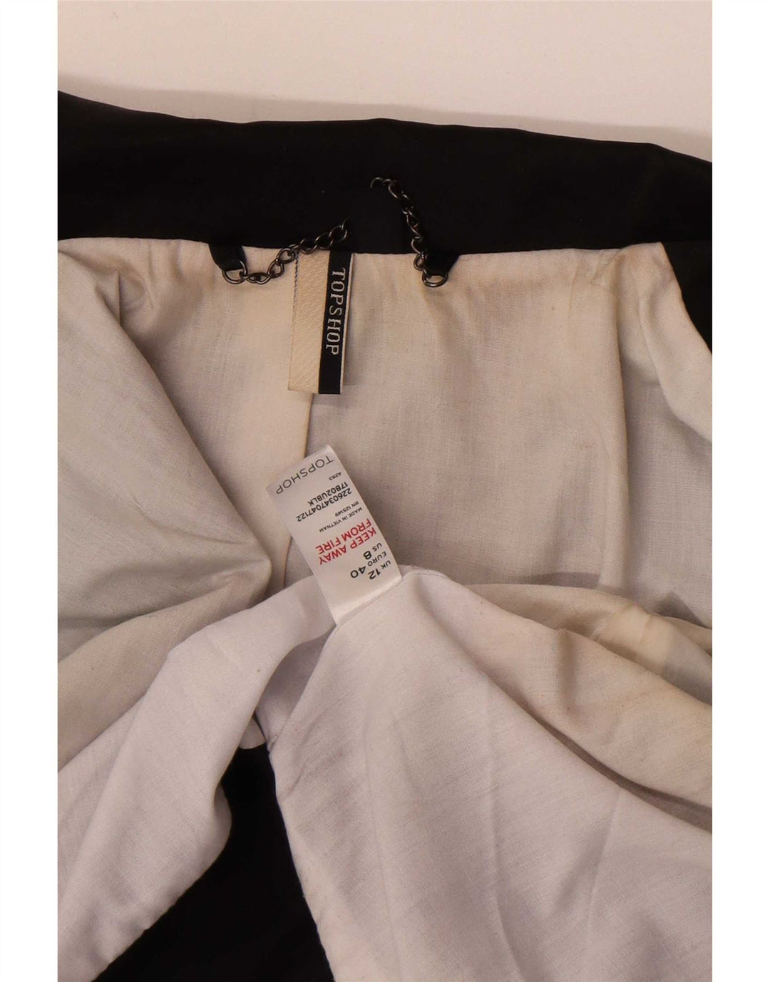 Topshop Женский фрак-блейзер с рукавом 3/4, Великобритания 12, средний черный