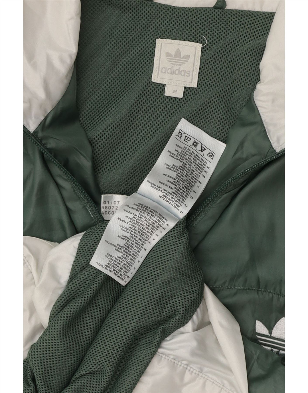 ADIDAS Mens Rain Jacket UK 38 Medium Green Colourblock Polyester