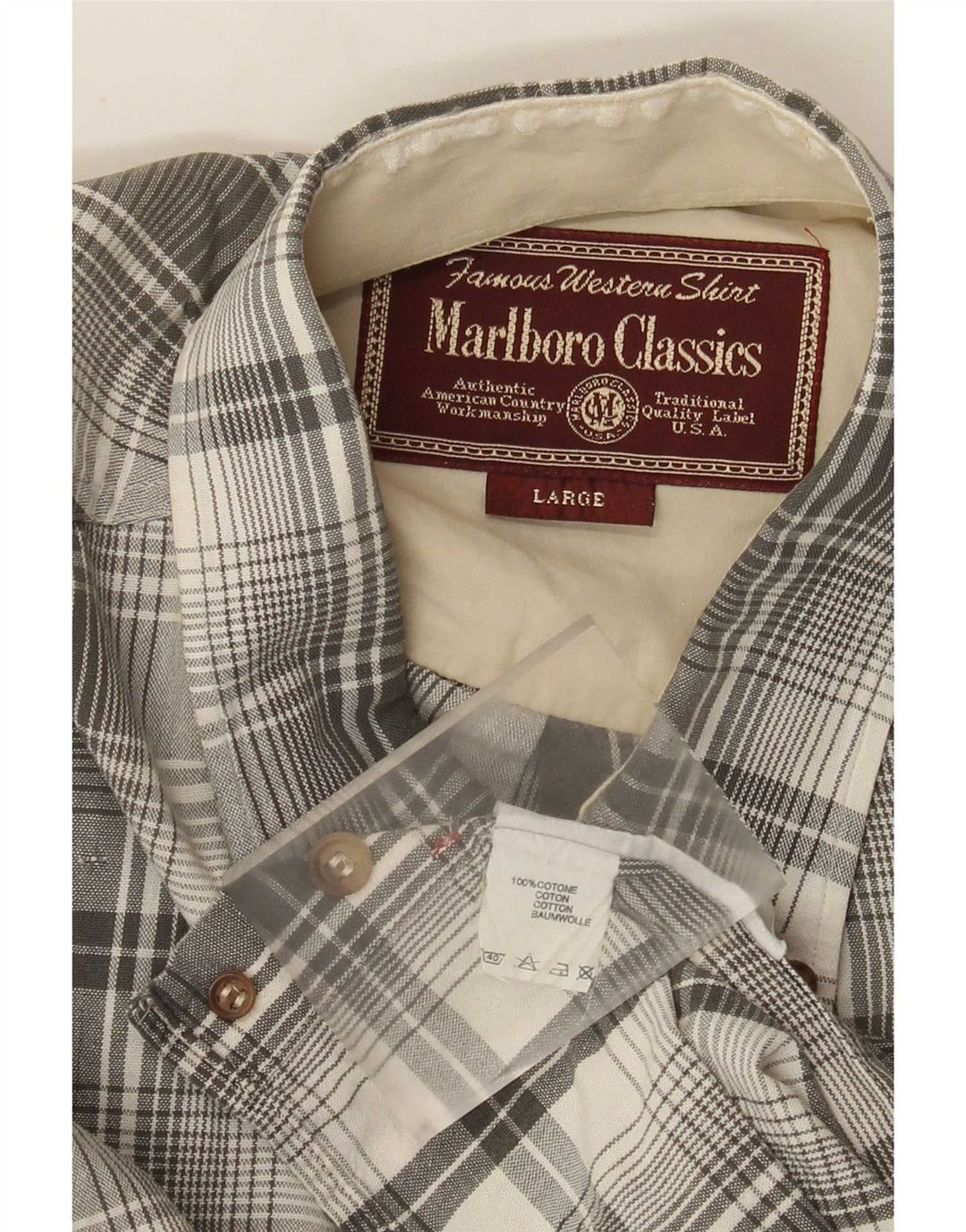 Мужская рубашка Marlboro Classics, большая серая клетка, хлопок