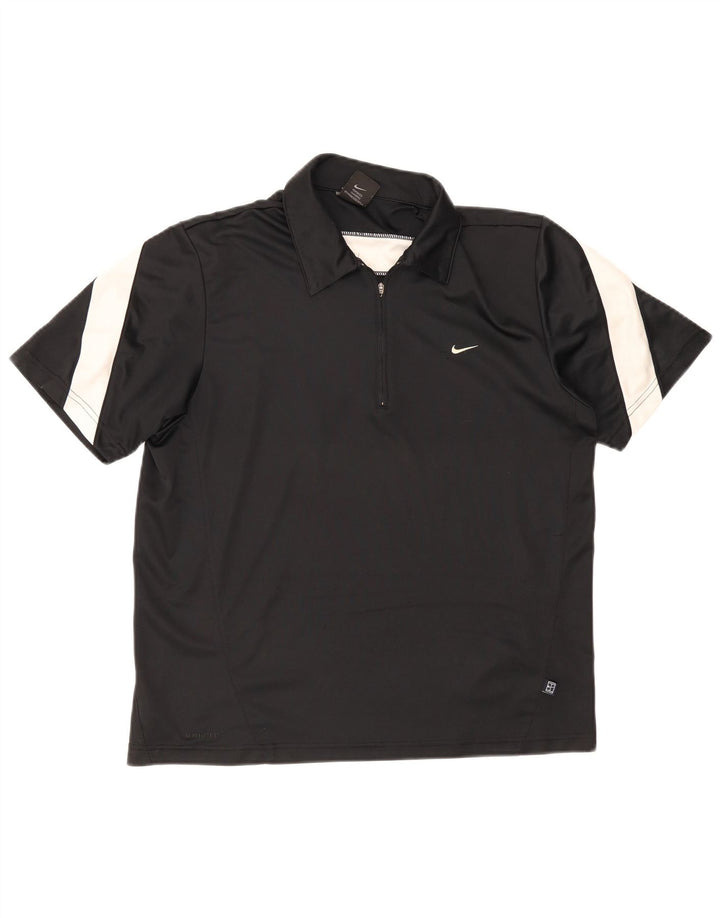 Мужская рубашка-поло Nike UK 39/41, средний черный, цветной блок
