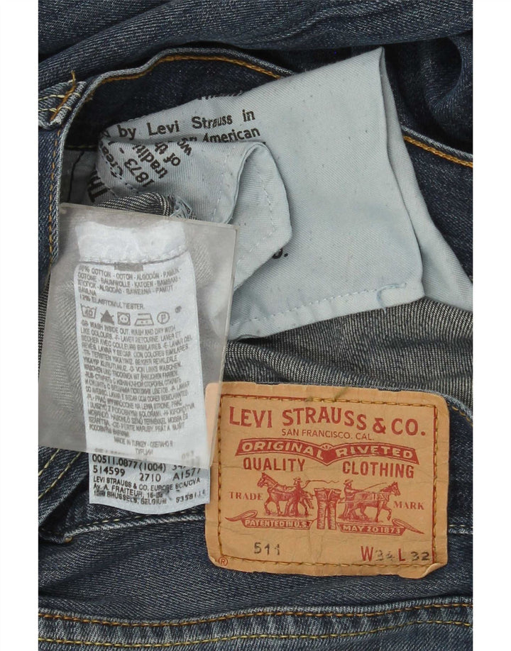 Женские узкие джинсы Levi's 511 W34 L32 синие, хлопок