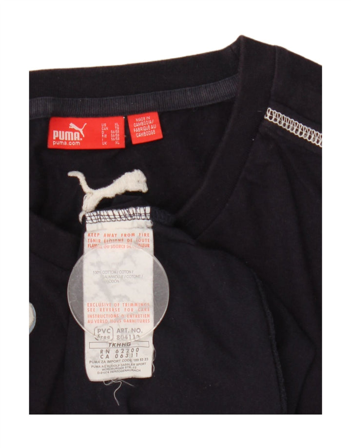 Мужской топ с рисунком Puma с длинным рукавом XL, темно-синий, хлопок