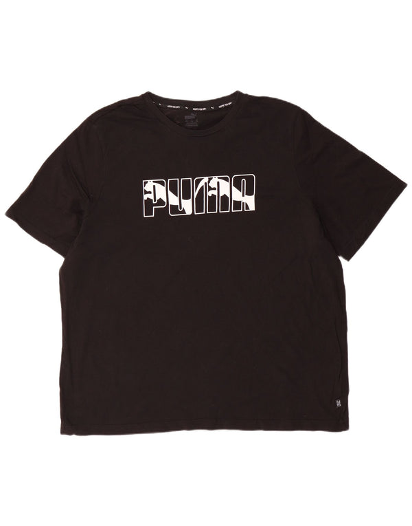 Мужская футболка с рисунком PUMA 2XL, черный хлопок