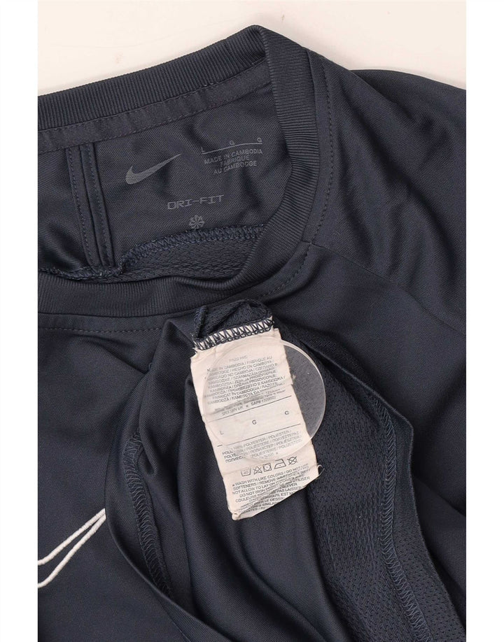 Мужская футболка Nike Dri Fit, большой темно-синий полиэстер с цветными блоками