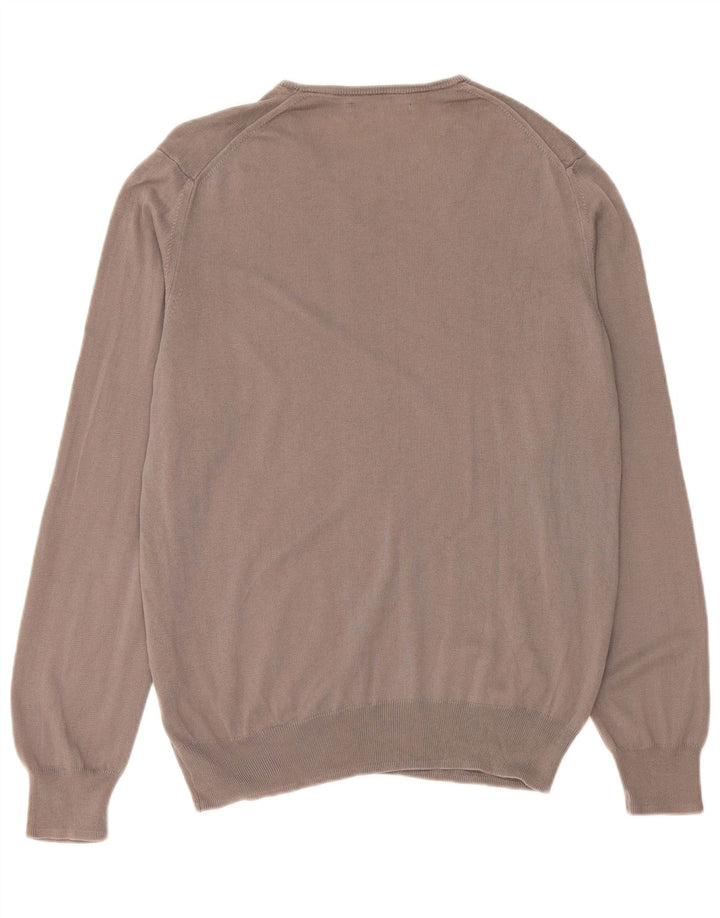 ZARA Mens Crew Neck Jumper Sweater Medium Grey Cotton
