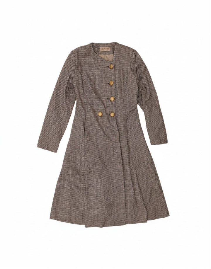 MIDINETTE Womens Double Breasted Coat UK 14 Medium Black Houndstooth