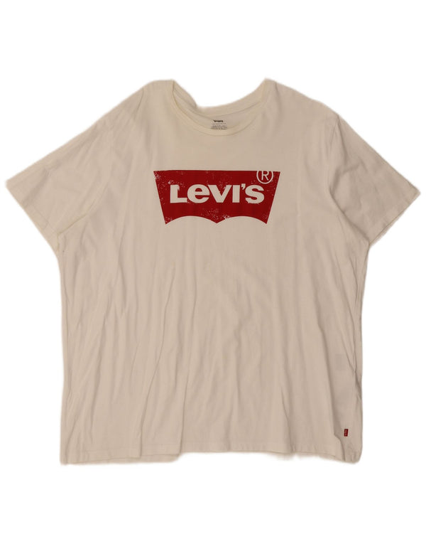 Мужская футболка с рисунком Levi's, топ 2XL, белый хлопок