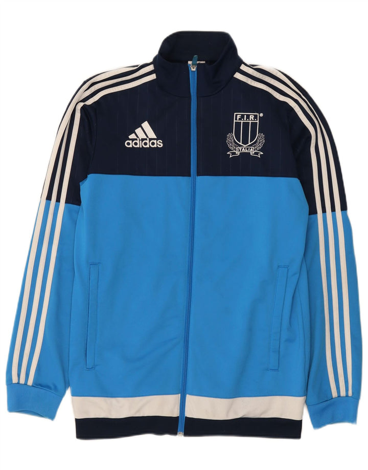 Мужской спортивный костюм Adidas с графическим рисунком, верхняя куртка, маленький синий полиэстер с цветными блоками